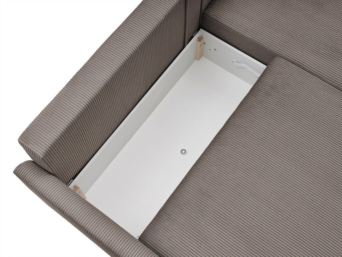 ECKSOFA MILOS Hellbraun Cord Rückenkissen, Bettkasten, Schlaffunktion, Rücken echt  - Hellbraun/Naturfarben, Design, Textil (224/148cm) - P & B