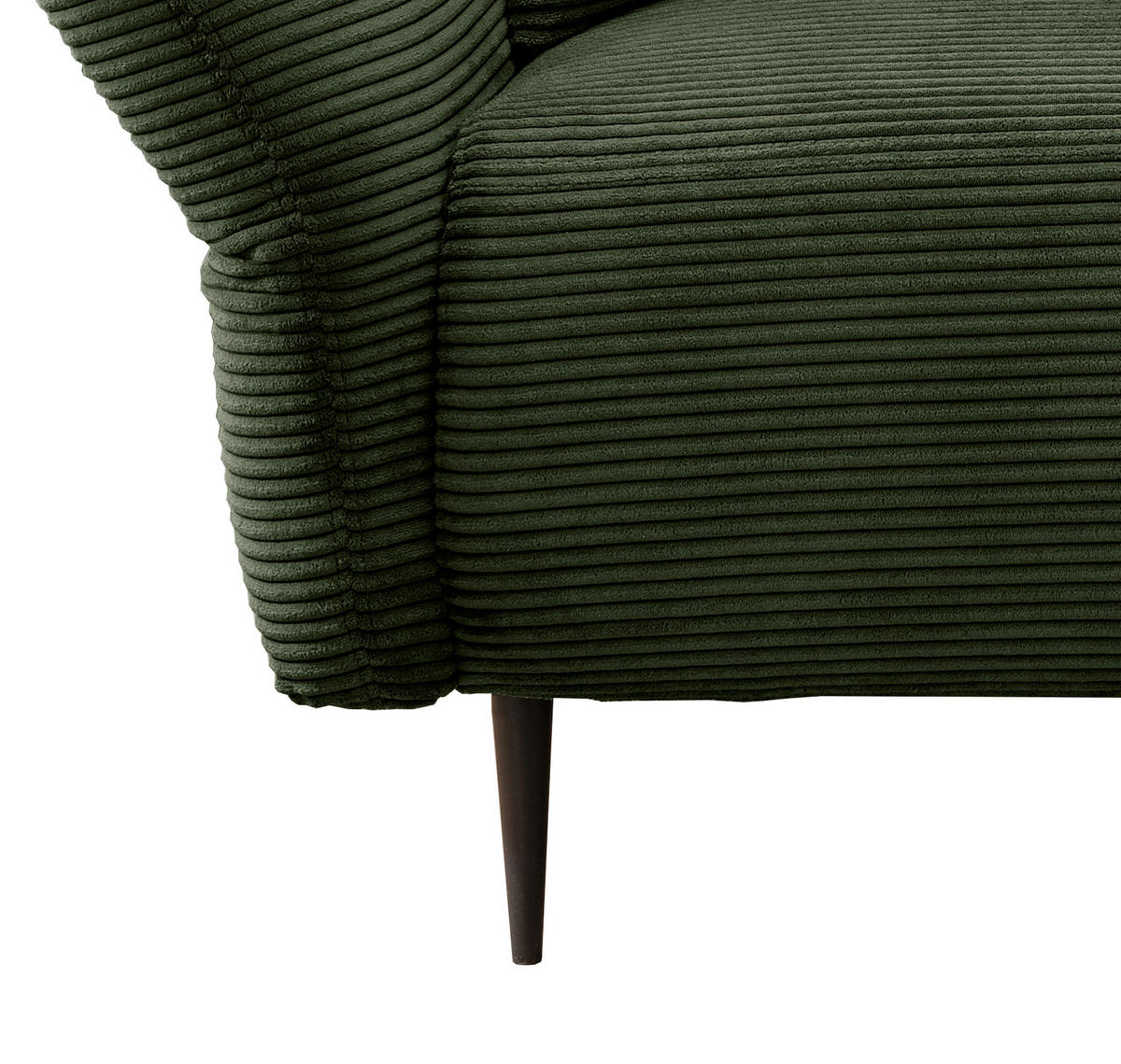 ECKSOFA in Cord Dunkelgrün  - Dunkelgrün/Schwarz, Design, Textil/Metall (256/256cm) - Livetastic