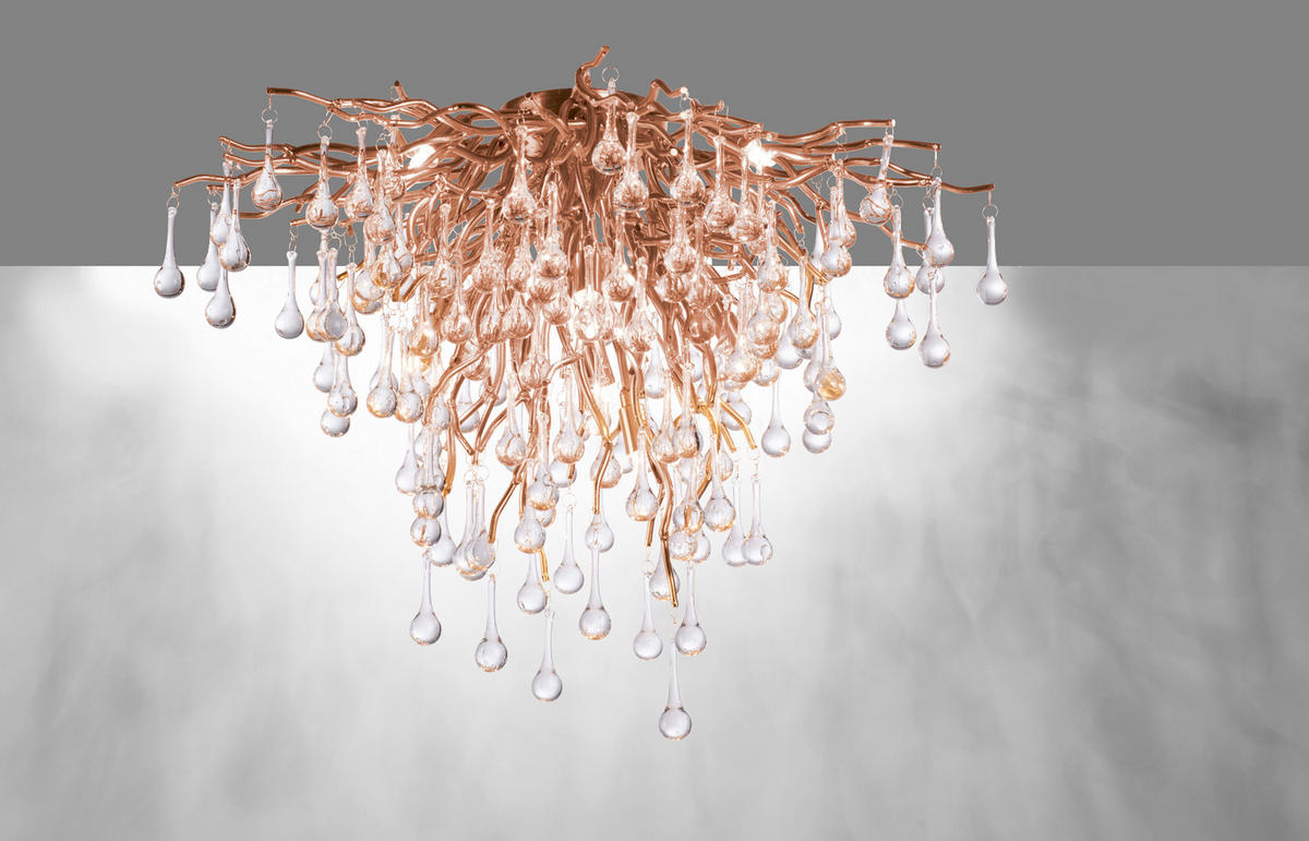 DECKENLEUCHTE Icicle 50/50 cm   - Messingfarben, KONVENTIONELL, Glas/Metall (50/50cm) - Paul Neuhaus