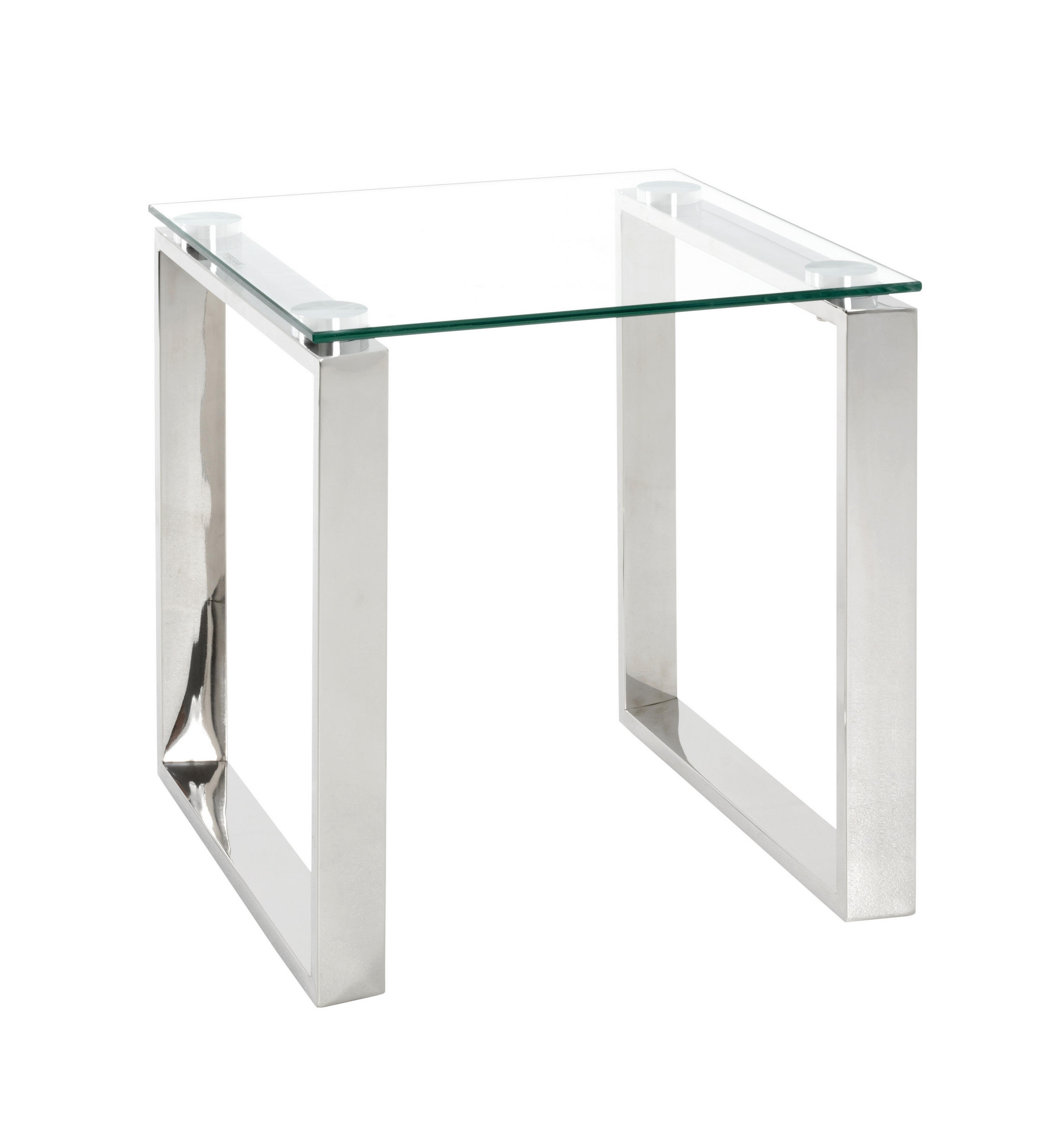 BEISTELLTISCH 42/42/45 cm Edelstahlfarben  - Edelstahlfarben, Design, Glas/Metall (42/42/45cm)