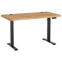 SCHREIBTISCH 140/70/76-119 cm Naturfarben, Eichefarben höhenverstellbar, Kabeldurchlass elektrisch höhenverstellbar  - Schwarz/Naturfarben, Modern, Holz/Metall (140/70/76-119cm) - MID.YOU