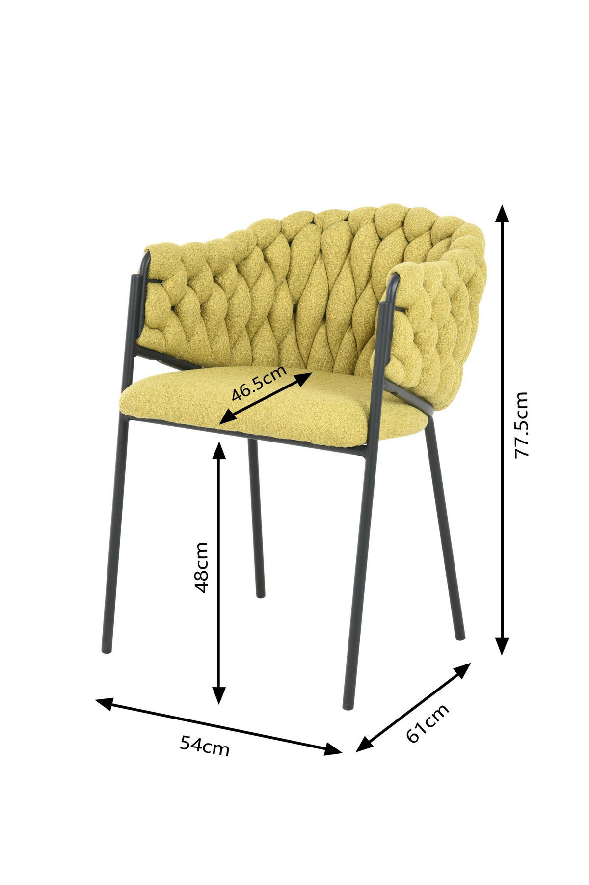 STOL, les, kovina, tekstil rumena  - rumena/črna, Moderno, kovina/tekstil (54/78cm) - Carryhome