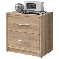 NOČNÍ STOLEK, Sonoma dub, 38,5/39/28,2 cm - bílá/šedá, Basics, kompozitní dřevo/plast (38,5/39/28,2cm) - Carryhome