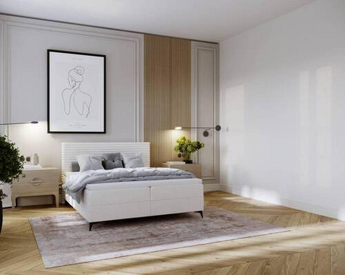 BOXBETT 160/200 cm  in Beige  - Beige/Schwarz, Design, Holz/Holzwerkstoff (160/200cm) - Xora