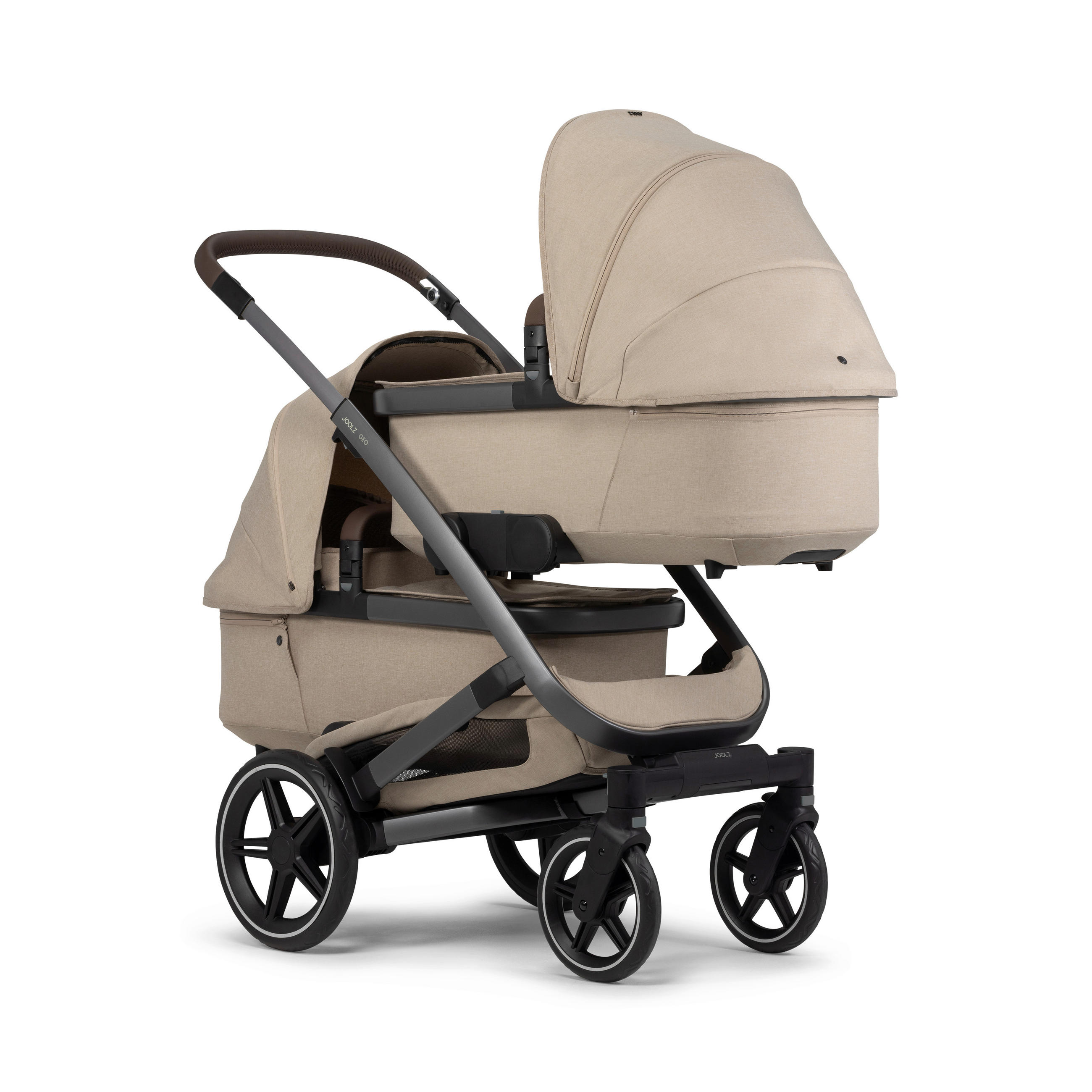 KINDERWAGENSET  Geo3 Twin  Sandy Taupe  - Sandfarben/Grau, Basics, Textil/Metall (60/92-113/77-105cm) - Joolz