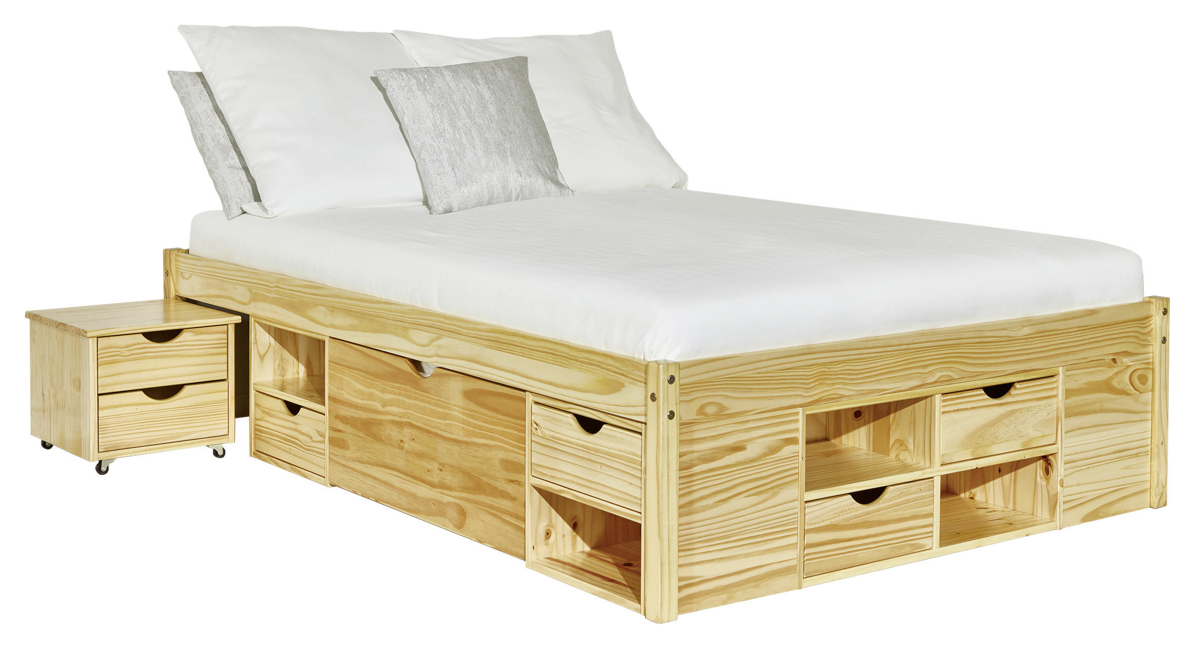 Stauraumbett 160/200 cm in Naturfarben