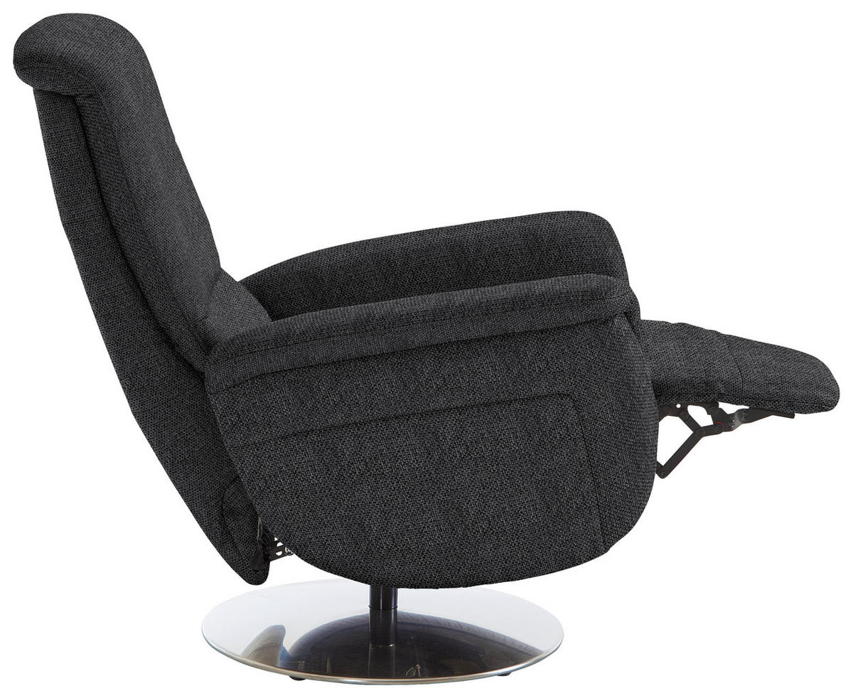 RELAXSESSEL Textil Schwarz  - Edelstahlfarben/Schwarz, Konventionell, Textil/Metall (79/112/94cm) - Beldomo Premium