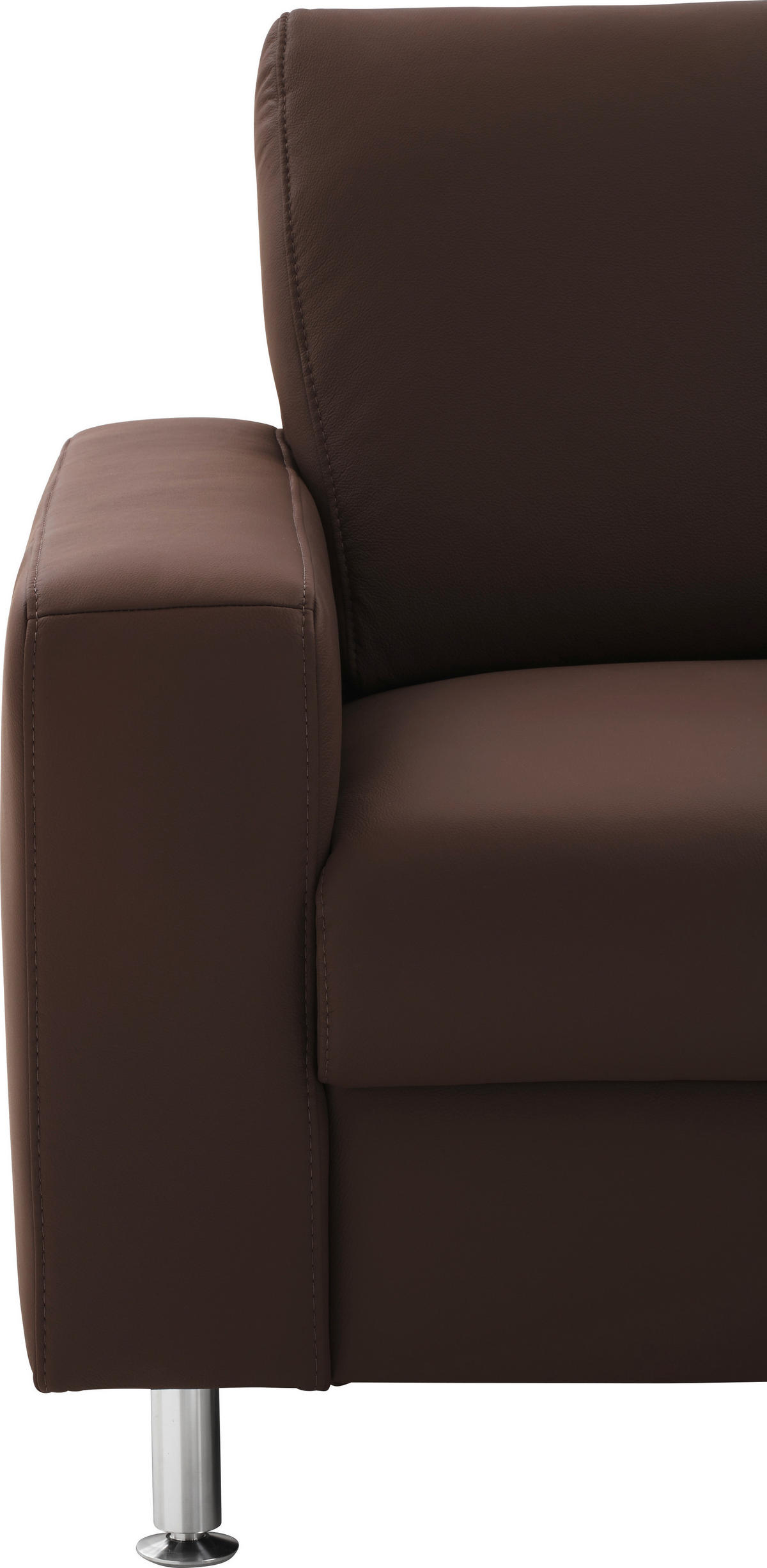 SOFFA i äkta läder mörkbrun  - aluminiumfärg/mörkbrun, Design, metall/läder (233/339/165cm) - Beldomo Premium