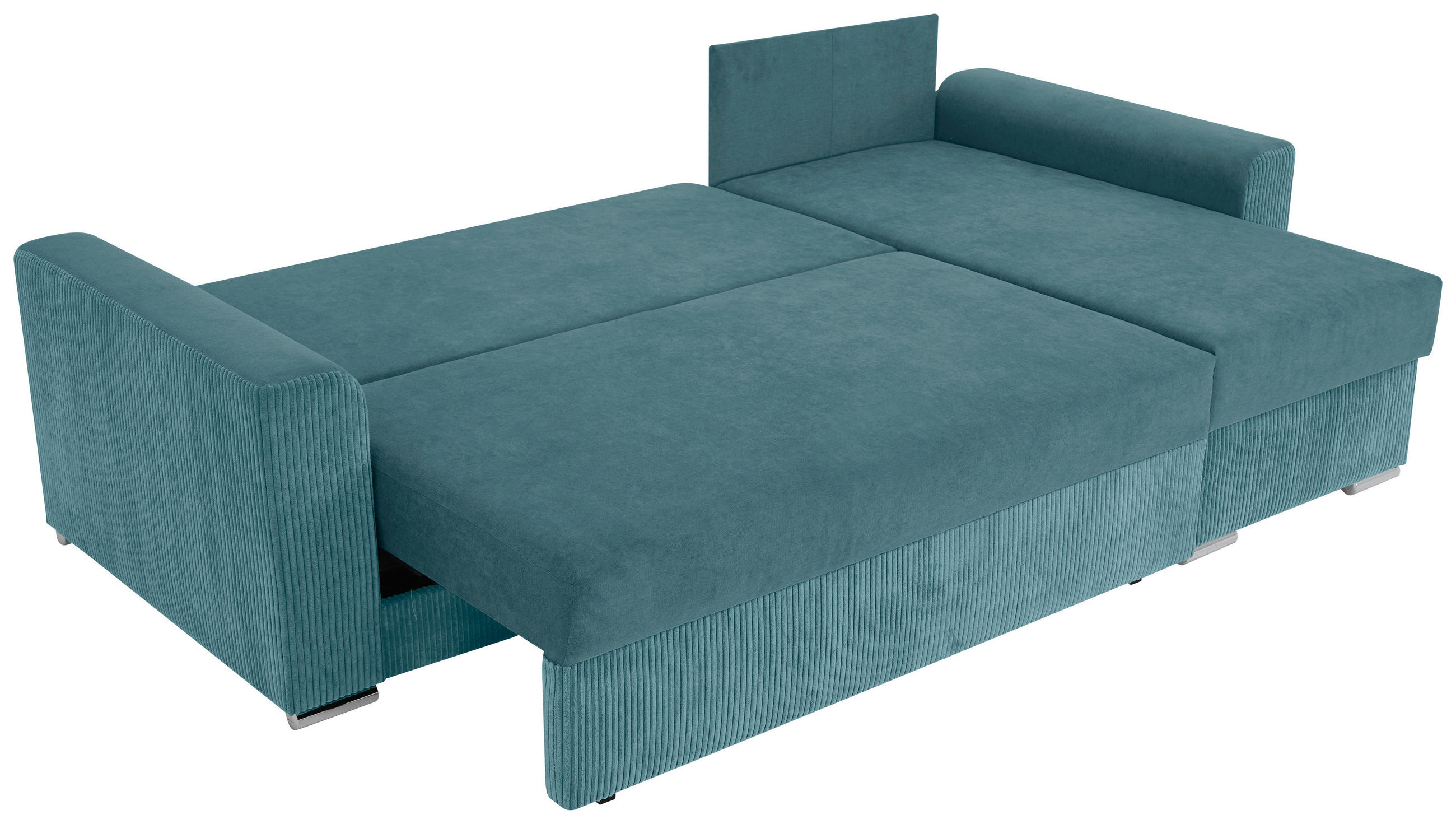 ECKSOFA Graublau Cord, Mikrofaser  - Chromfarben/Graublau, Design, Kunststoff/Textil (239/141cm) - Livetastic