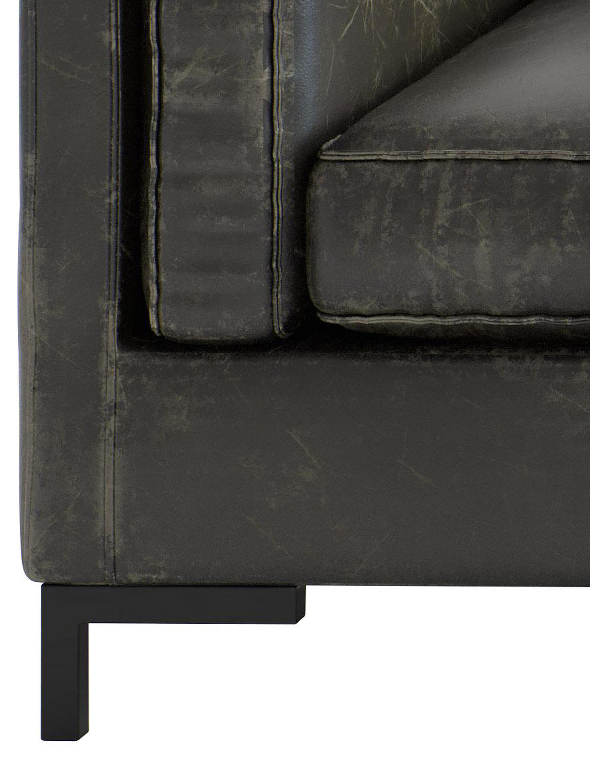 ECKSOFA in Lederlook, Flachgewebe Olivgrün  265/160 cm  - Schwarz/Olivgrün, Design, Textil/Metall (265/160cm) - Livetastic