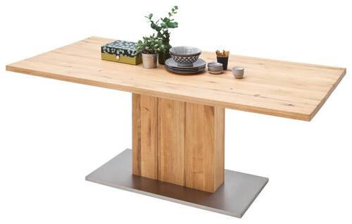 ESSTISCH in Holz, Metall, Holzwerkstoff 180/90/77 cm  - Edelstahlfarben/Eichefarben, Design, Holz/Holzwerkstoff (180/90/77cm) - Livetastic