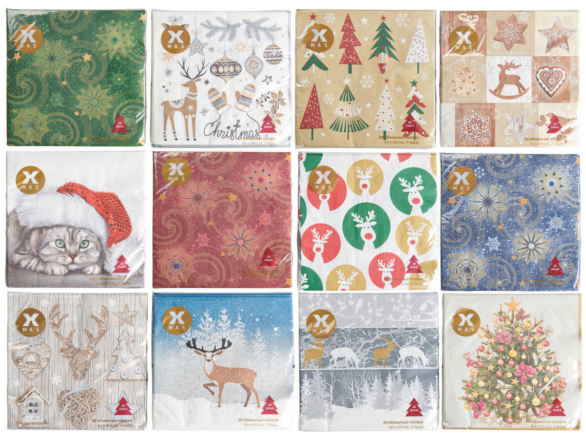 SADA UBROUSKŮ 30 ks - vícebarevná, Lifestyle, papír (40/40cm) - X-Mas