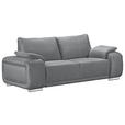 2-SITZER-SOFA Lederlook Grau  - Chromfarben/Grau, KONVENTIONELL, Textil/Metall (212/85/95cm) - Carryhome