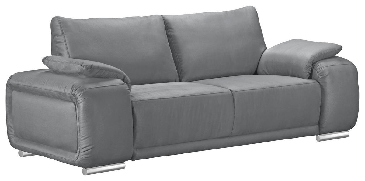 2-SITZER-SOFA Lederlook Grau  - Chromfarben/Grau, KONVENTIONELL, Textil/Metall (212/85/95cm) - Carryhome