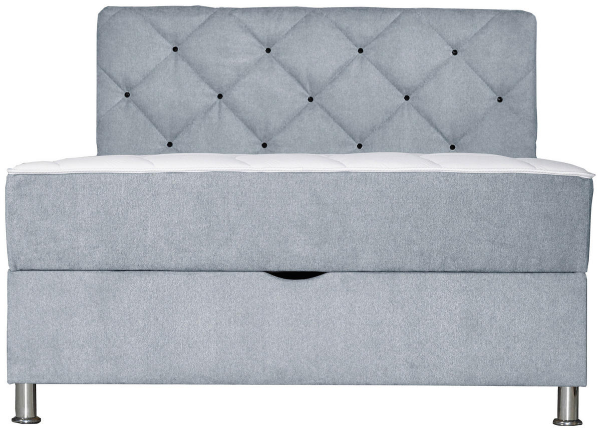 BOXBETT 120/200 cm  in Hellgrau  - Chromfarben/Hellgrau, Design, Kunststoff/Textil (120/200cm) - Boxxx