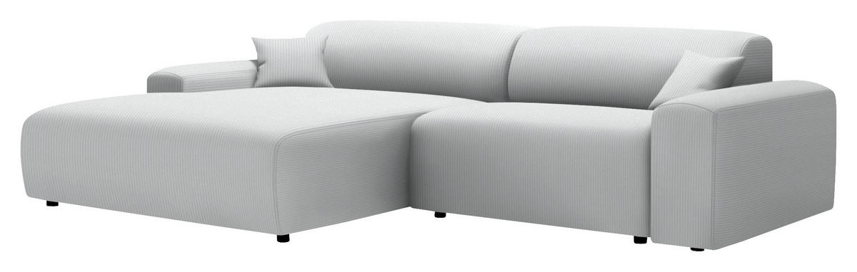 ECKSOFA in Velours, Feincord Silberfarben  178/292 cm  - Silberfarben/Schwarz, Design, Kunststoff/Textil (178/292cm) - home24