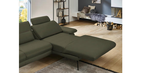 ECKSOFA in Echtleder Grün 310/180 cm - Schwarz/Grün, Design, Leder/Metall (310/180cm) - Dieter Knoll