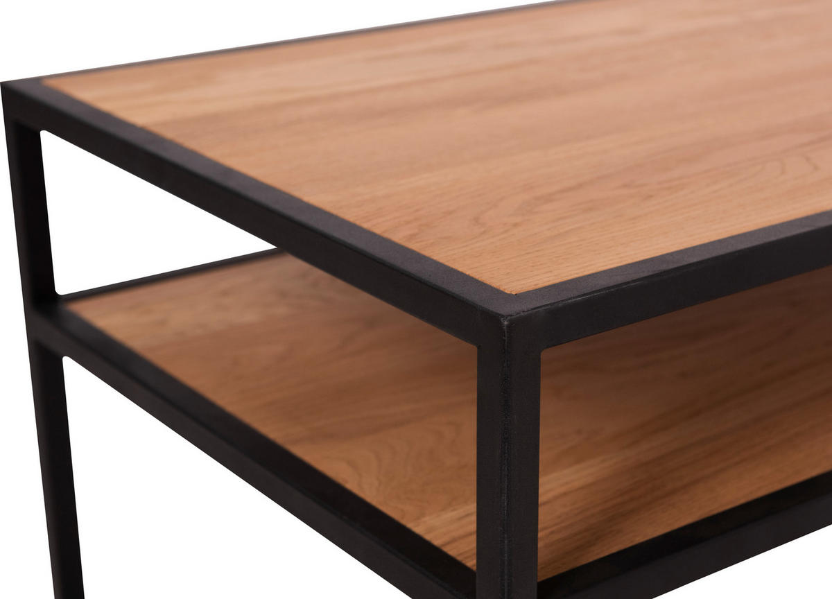 COUCHTISCH Wildeiche massiv 100/50/40 cm rechteckig Schwarz, Wildeiche  - Wildeiche/Schwarz, Trend, Holz/Metall (100/50/40cm) - Boxxx
