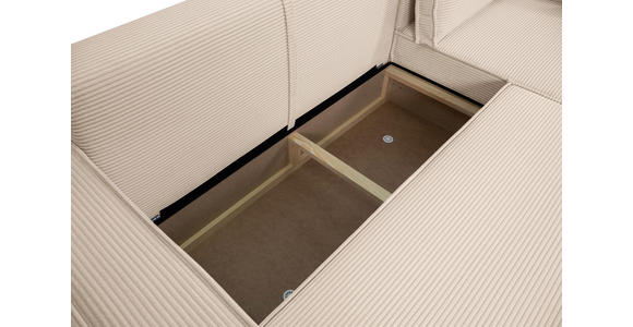 ECKSOFA inkl. Funktionen Beige Cord  - Beige/Schwarz, Design, Textil (267/141cm) - Xora