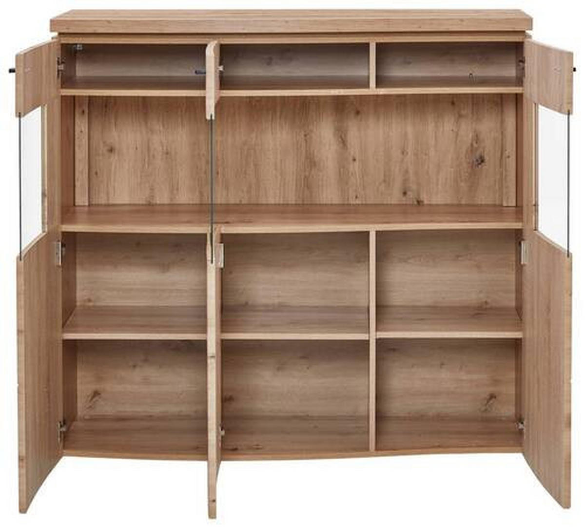 HIGHBOARD Eiche Artisan  135,2/125/39,7 cm  - Schwarz/Eiche Artisan, Modern, Glas/Holzwerkstoff (135,2/125/39,7cm) - Modante
