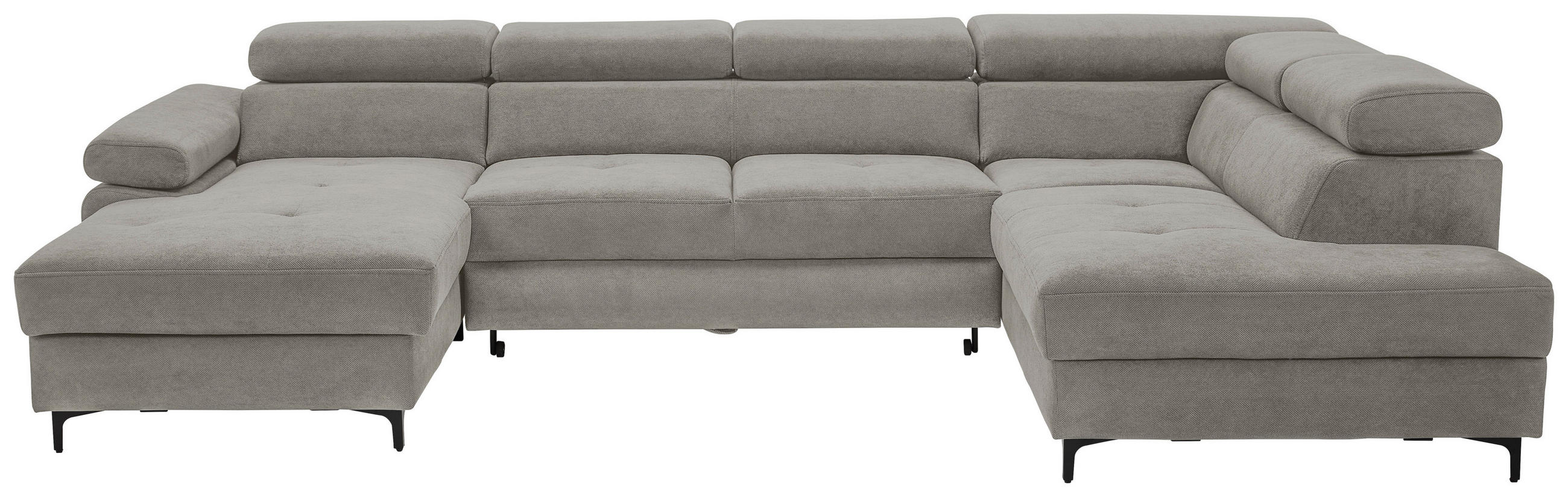 WOHNLANDSCHAFT in Flachgewebe Dunkelgrau  - Dunkelgrau/Schwarz, Modern, Textil/Metall (180/333/206cm) - Stylife