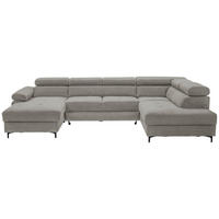 WOHNLANDSCHAFT inkl. Funktion Dunkelgrau Flachgewebe  - Dunkelgrau/Schwarz, MODERN, Textil/Metall (180/333/206cm) - Stylife