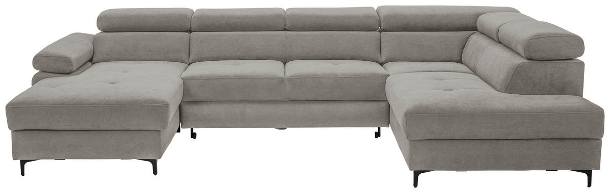 WOHNLANDSCHAFT inkl. Funktion Dunkelgrau Flachgewebe  - Dunkelgrau/Schwarz, MODERN, Textil/Metall (180/333/206cm) - Stylife
