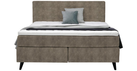 BOXSPRINGBETT 180/200 cm  in Taupe  - Taupe/Schwarz, KONVENTIONELL, Holz/Textil (180/200cm) - Voleo