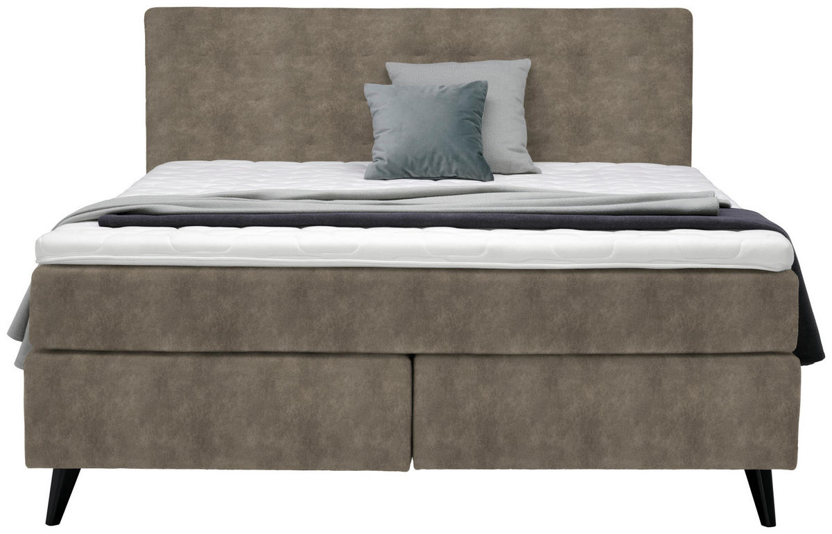 BOXSPRINGBETT 200/200 cm  in Taupe  - Taupe/Schwarz, Konventionell, Holz/Textil (200/200cm) - Voleo