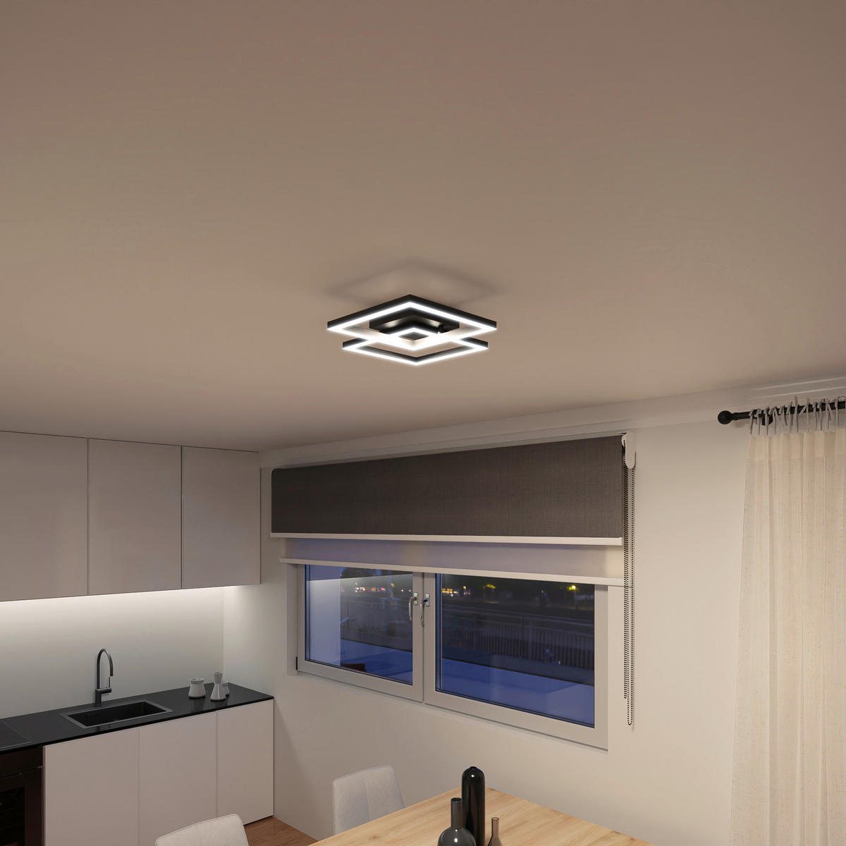 LED-DECKENLEUCHTE  Smart 44/7,8/44 cm   - Schwarz, Design, Metall (44/7,8/44cm) - Tint