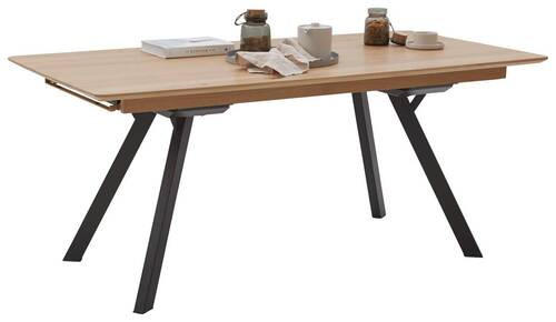 ESSTISCH in Holz, Metall 180/90/76 cm  - Eichefarben/Schwarz, KONVENTIONELL, Holz/Metall (180/90/76cm) - Valnatura