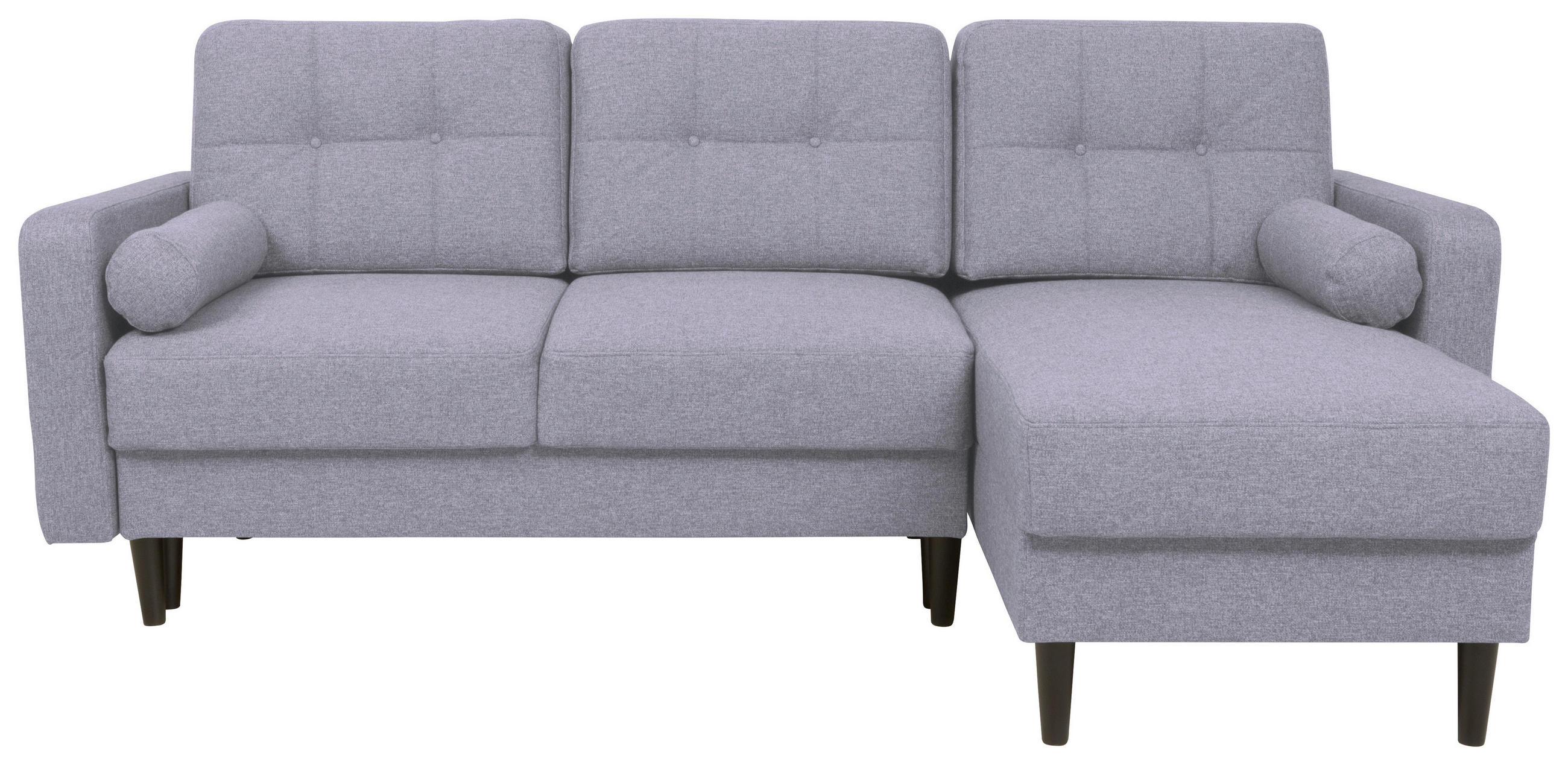 ECKSOFA Hellgrau Flachgewebe - Hellgrau/Schwarz, KONVENTIONELL, Holz/Textil (223/157cm) - MID.YOU