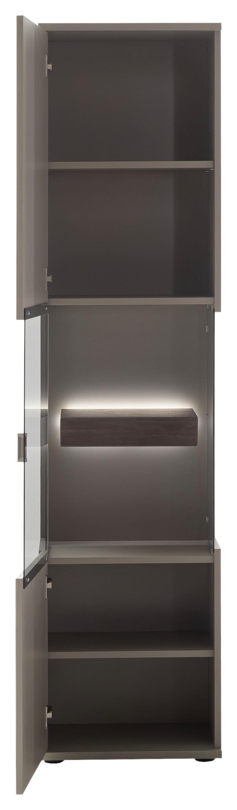 VITRINE  in furniert Grau, Eichefarben - Eichefarben/Grau, Design, Glas/Holzwerkstoff (50/201/37cm) - Novel