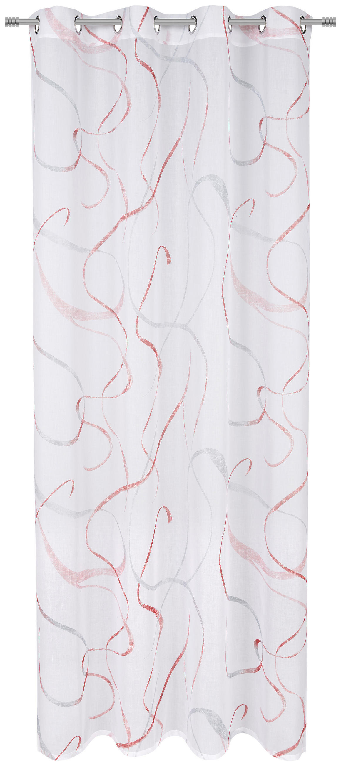 ZÁVES S OČKAMI, polopriehľadné, 140/245 cm - sivá/červená, Konventionell, textil (140/245cm) - Esposa