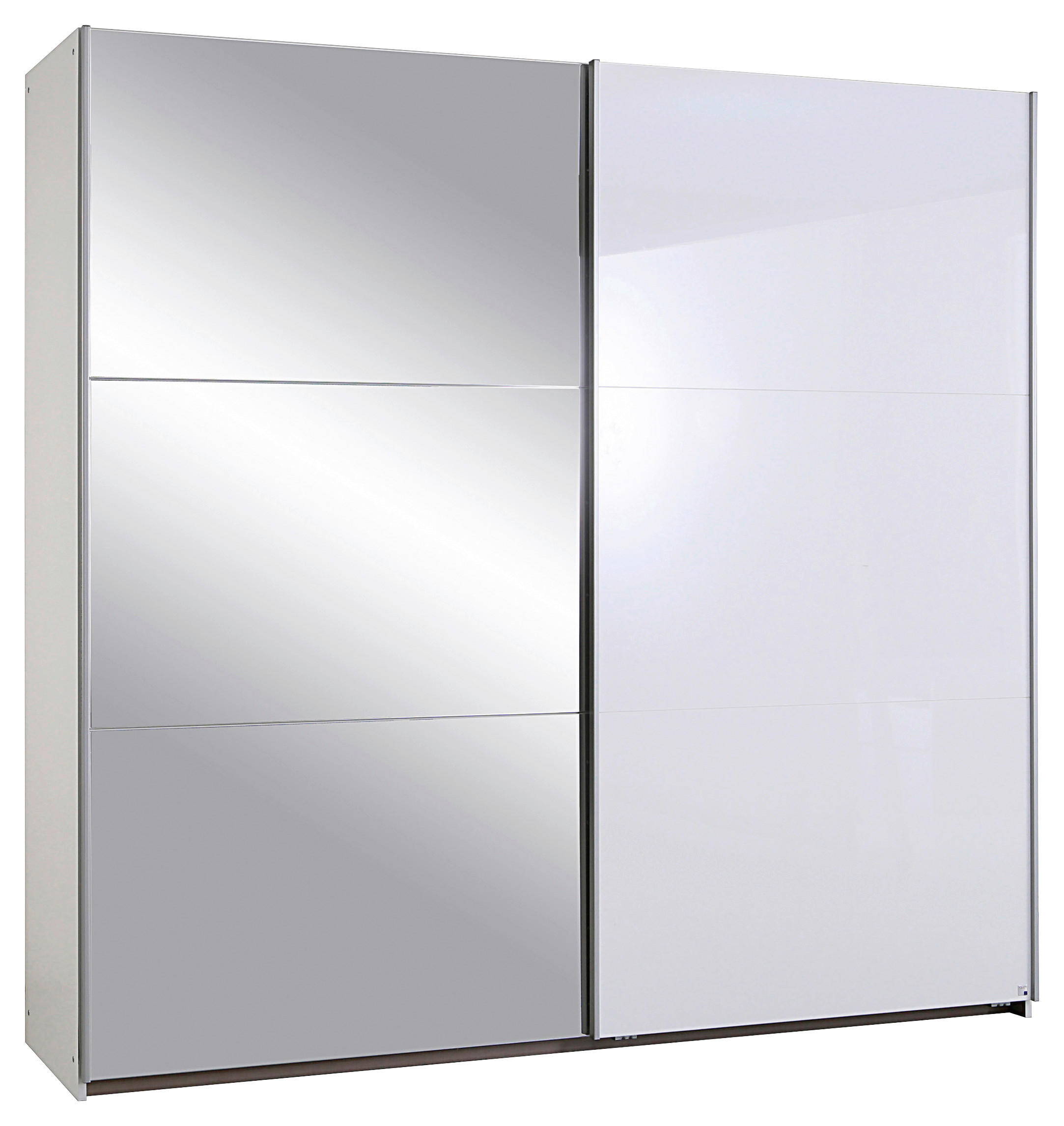 OMARA Z DRSNIMI VRATI, bela, visoki sijaj - bela/barve aluminija, Konvencionalno, kovina/leseni material (218/210/59cm) - Rauch Möbel