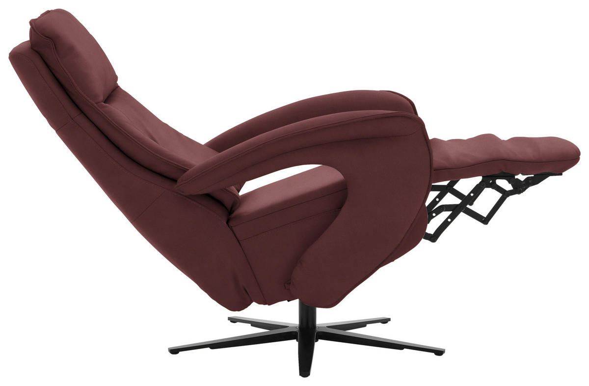 RELAXSESSEL in Leder Beere  - Beere/Schwarz, Design, Leder/Metall (77/110/87cm) - Valdera