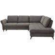 ECKSOFA in Flachgewebe Greige  - Greige/Schwarz, Natur, Textil/Metall (288/233cm) - Valnatura