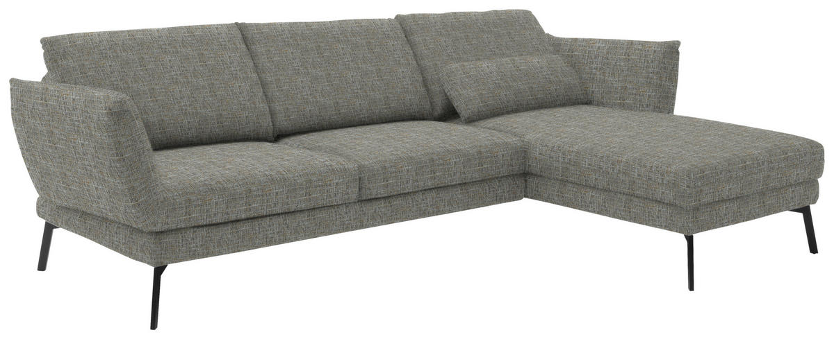 ECKSOFA in Flachgewebe Taupe  277/175 cm  - Taupe/Schwarz, Design, Textil/Metall (277/175cm) - Schöner Wohnen