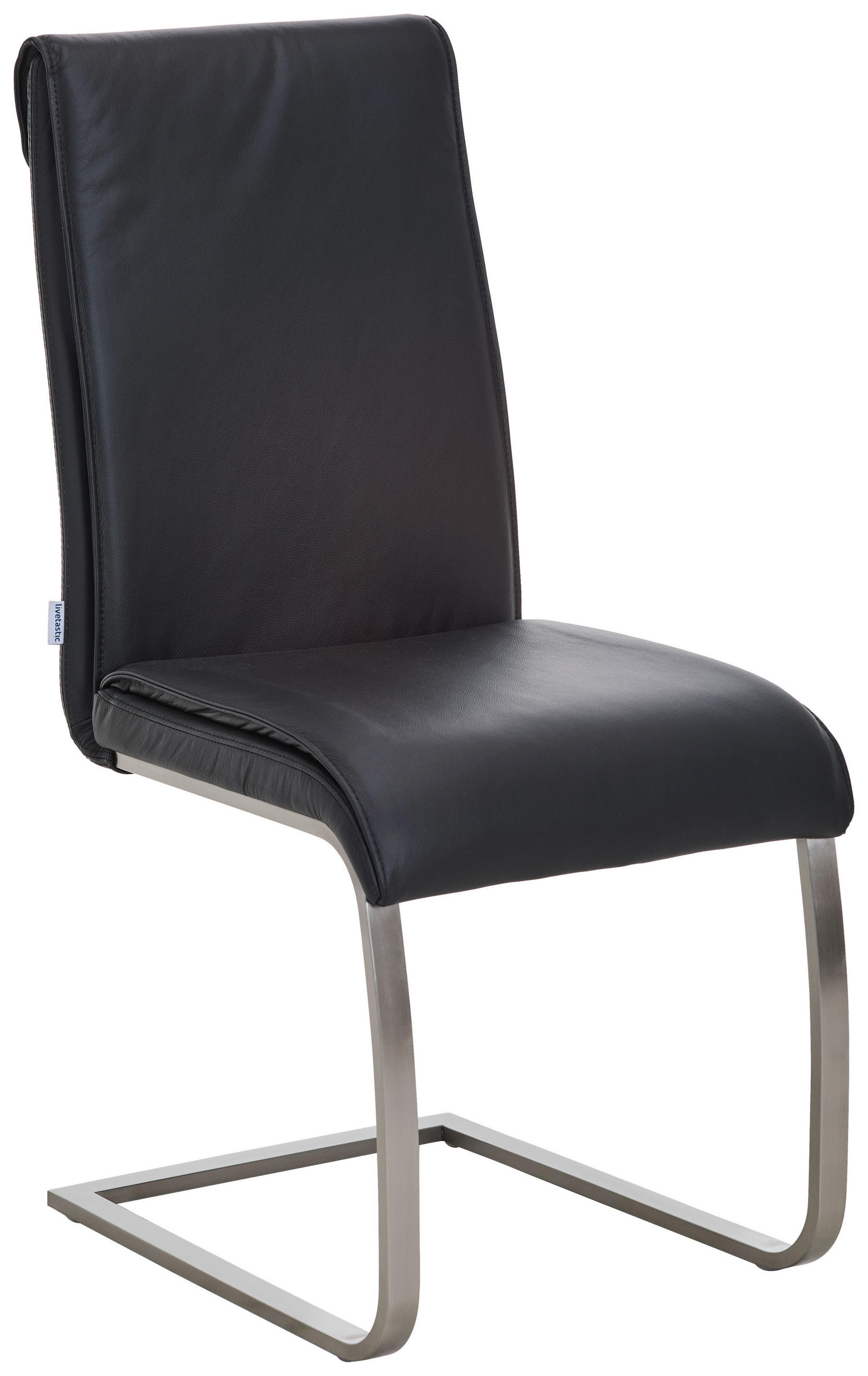 SCHWINGSTUHL  in Edelstahl Echtleder pigmentiert  - Edelstahlfarben/Schwarz, Design, Leder/Metall (46/99/62cm) - Livetastic