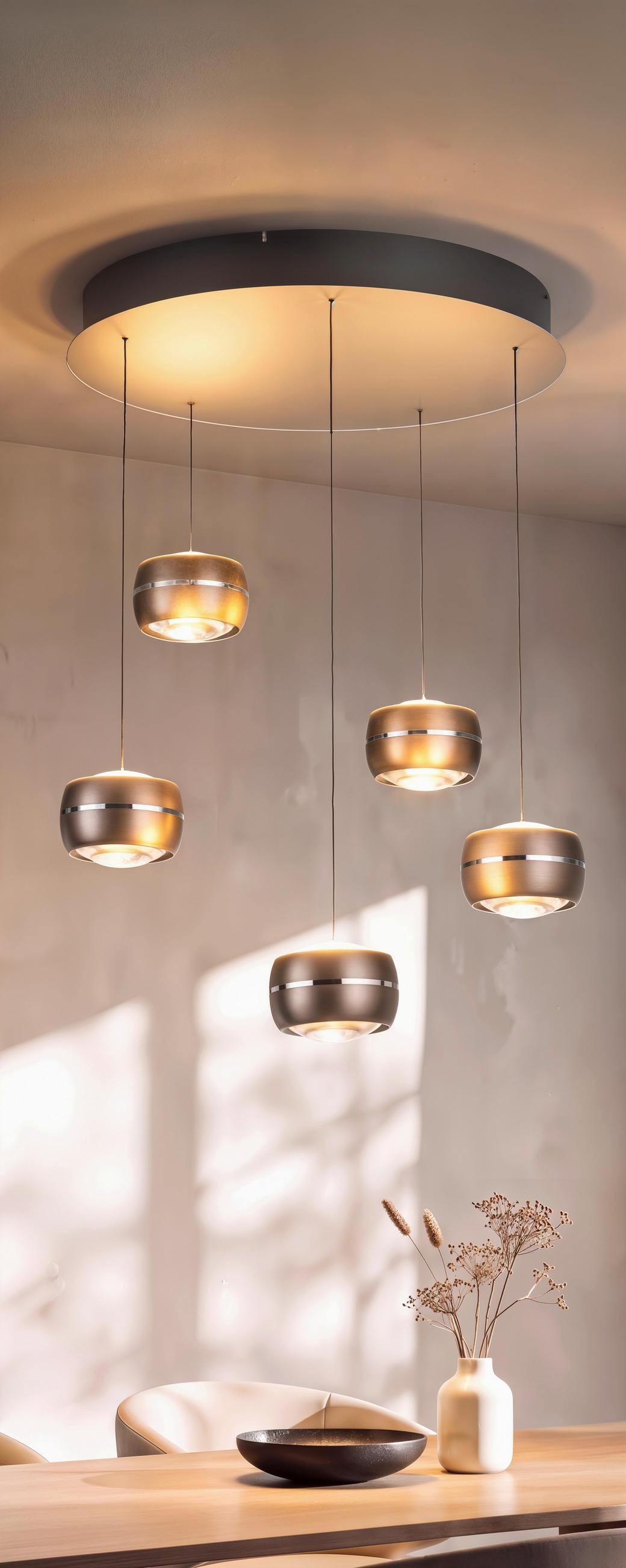 Lampă Suspendată Cu Led 52,5/180 cm  - maro, Design, sticlă/metal (52,5/180cm) - Dieter Knoll