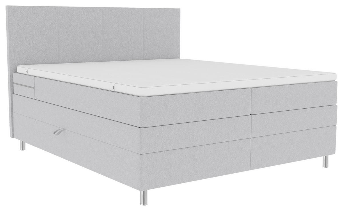 BOXSPRINGBETT 180/200 cm  in Hellgrau  - Chromfarben/Hellgrau, KONVENTIONELL, Kunststoff/Textil (180/200cm) - Boxxx