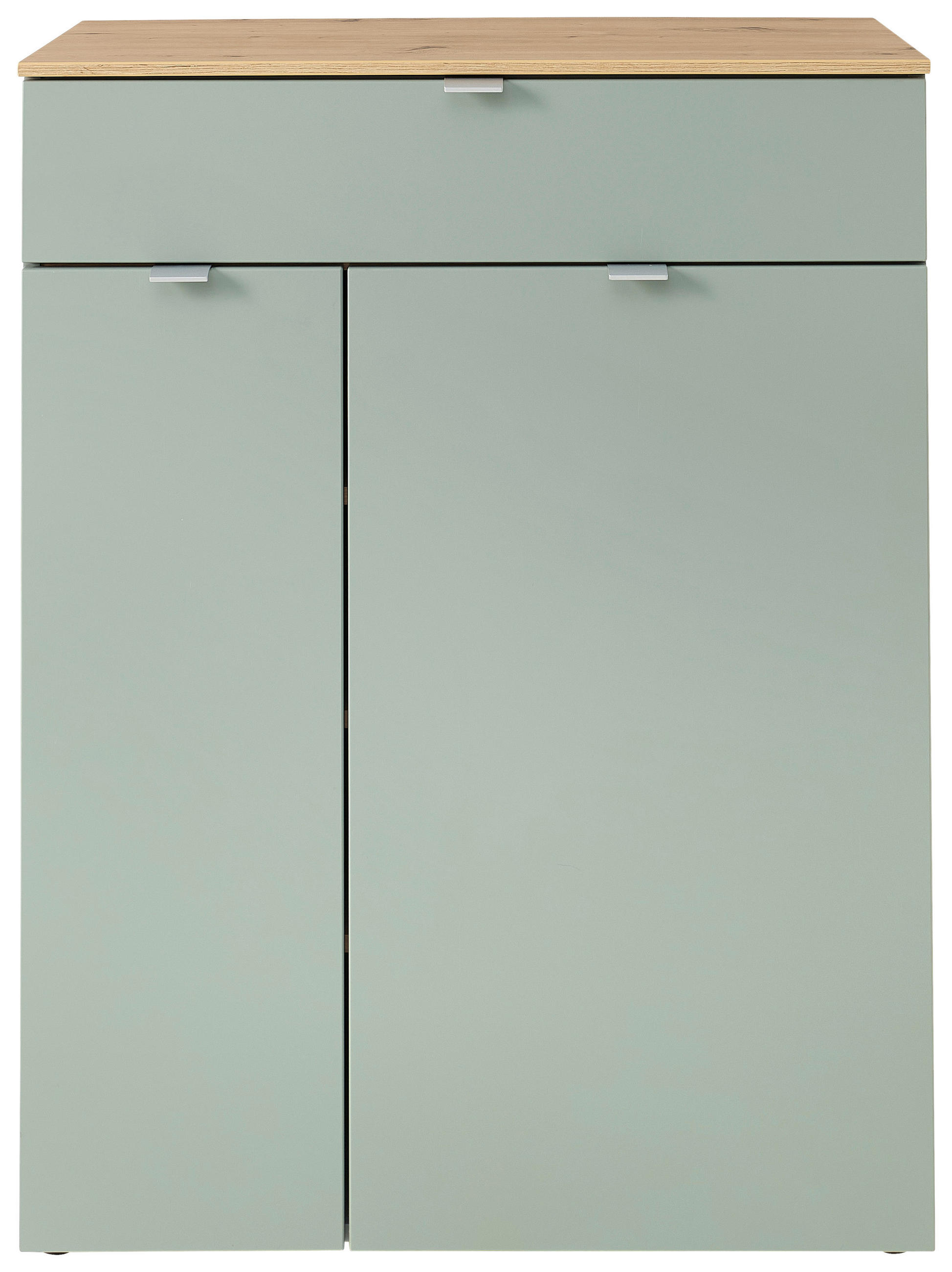 SCHUHSCHRANK Eiche Artisan, Schilfgrün  - Schilfgrün/Silberfarben, Design, Holzwerkstoff/Kunststoff (78/103/38cm)