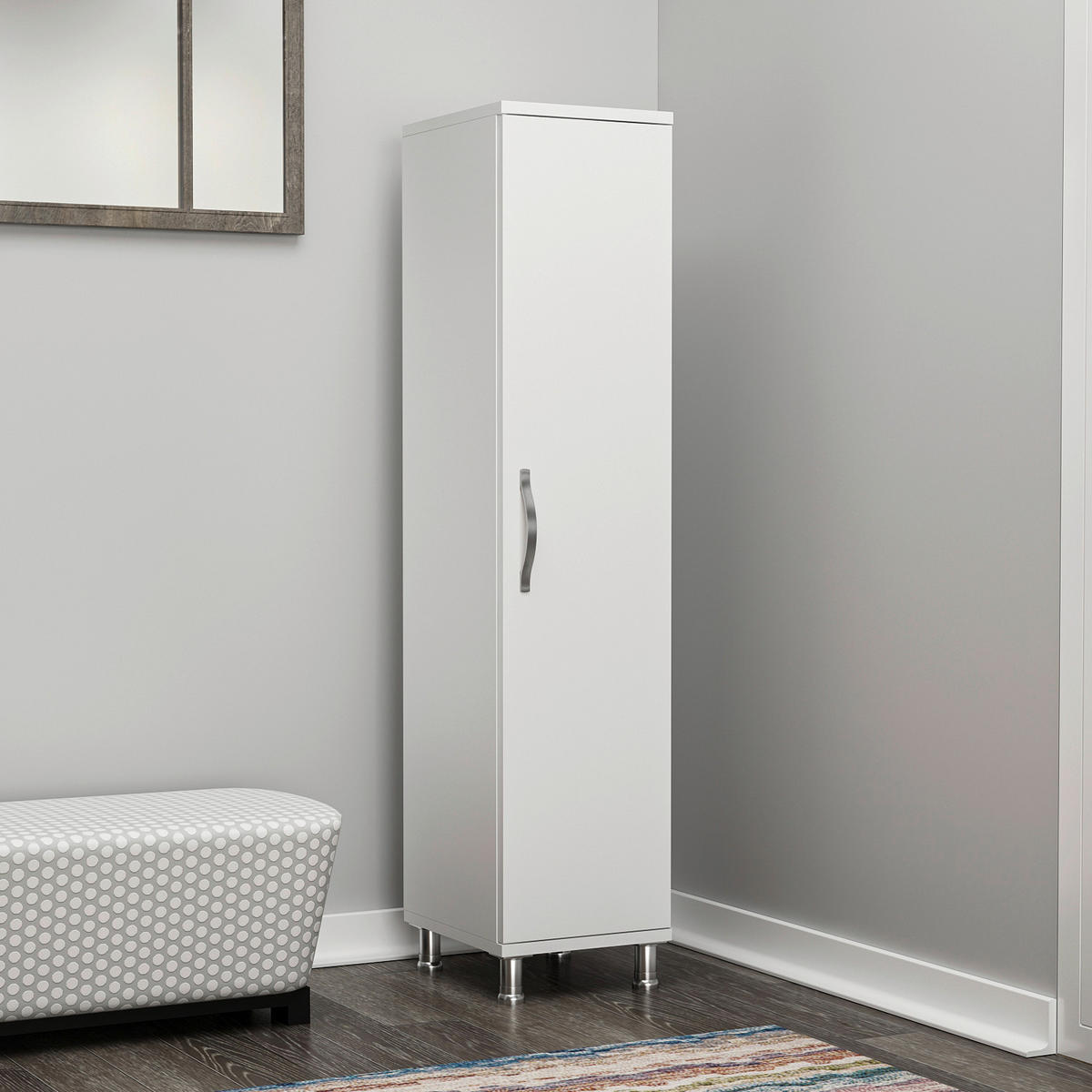 MEHRZWECKSCHRANK 34/130/29 cm  - Weiss/Alufarben, Design, Holz (34/130/29cm) - Livetastic