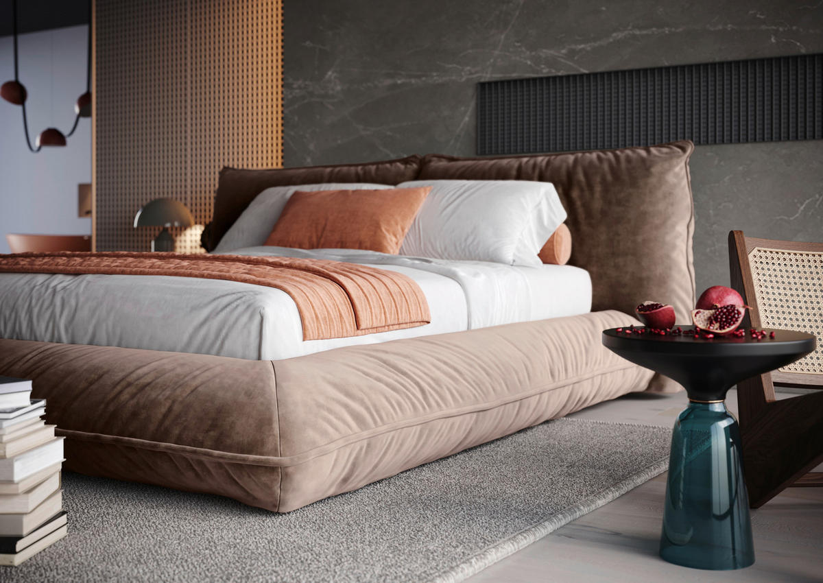 POLSTERBETT 160/200 cm,  in Braun,  - Schwarz/Braun, Design, Textil/Metall (160/200cm) - Belluti