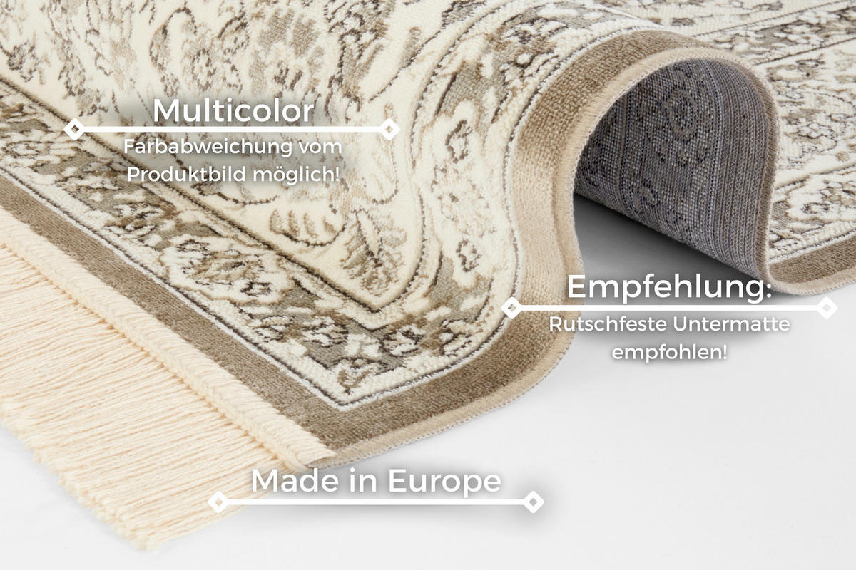 VINTAGE-TEPPICH 160/230 cm Naveh Creme, Ecru  - Ecru/Creme, Basics, Textil (160/230cm)