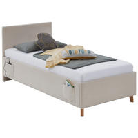 POLSTERBETT 90/200 cm  in Beige  - Eichefarben/Beige, KONVENTIONELL, Holz/Textil (90/200cm) - Stylife