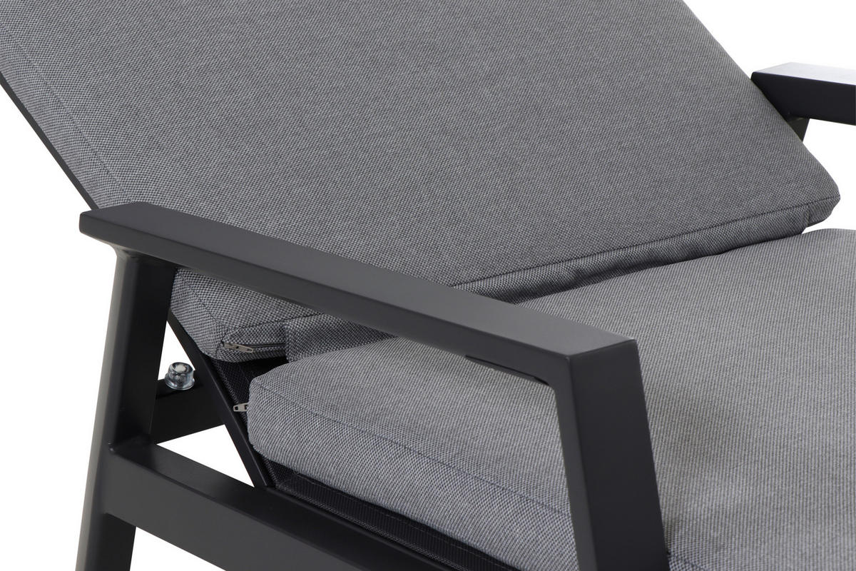 GARTENLIEGE 154/102/70 cm  - Anthrazit, Basics, Kunststoff/Textil (154/102/70cm) - Siena Garden