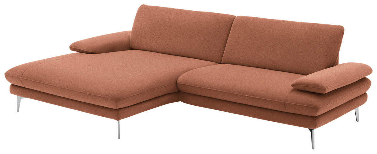 ECKSOFA in Webstoff Orange  184/284 cm  - Schwarz/Orange, Design, Textil/Metall (184/284cm) - Dieter Knoll