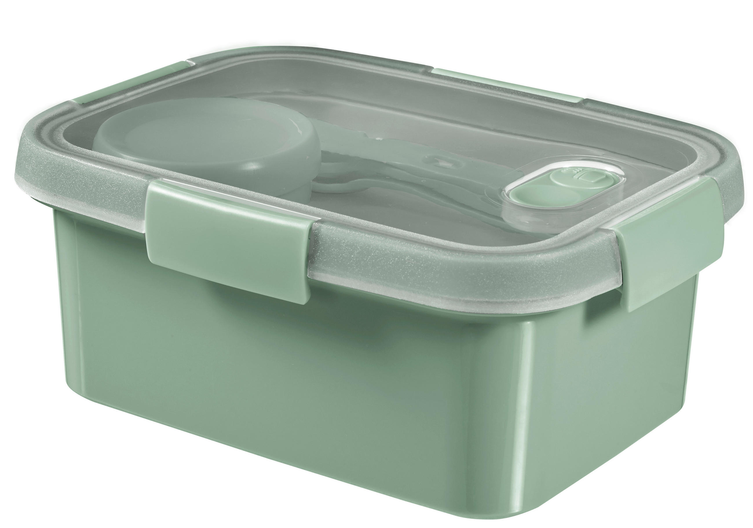ÉTELTÁROLÓ DOBOZ  1,2 l  - áttetsző/zöld, Basics, műanyag (0,9l)