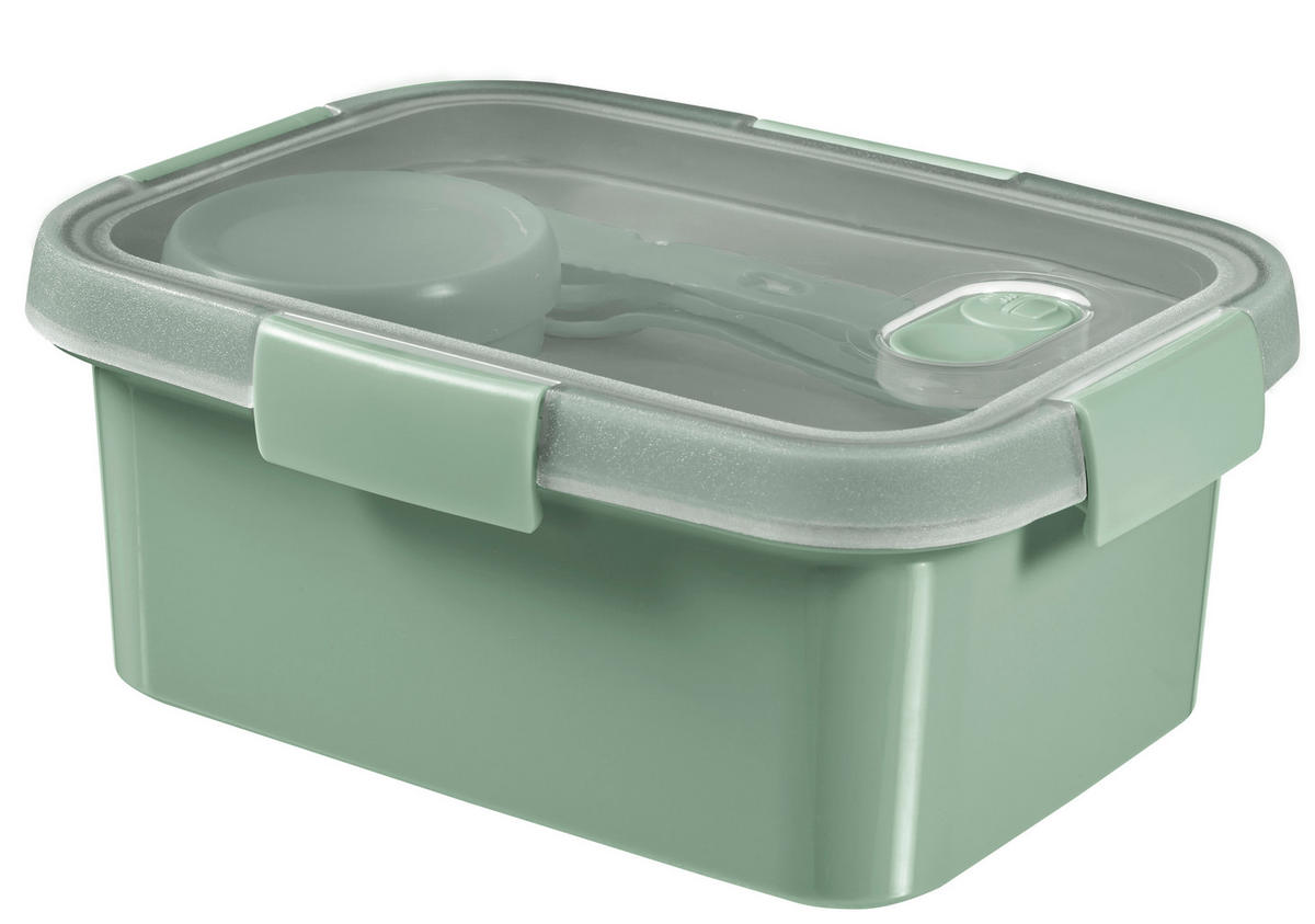 ÉTELTÁROLÓ DOBOZ  1,2 l  - áttetsző/zöld, Basics, műanyag (0,9l)